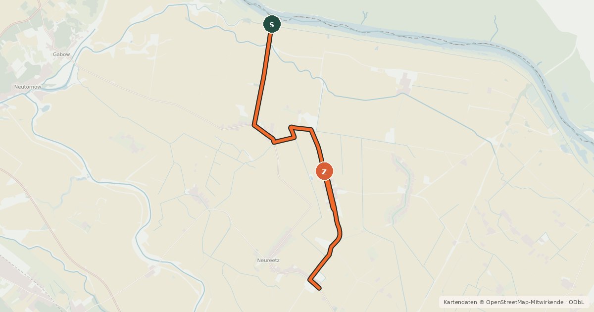 Kartenübersicht der Radroute Oderbruch Kurzroute 3