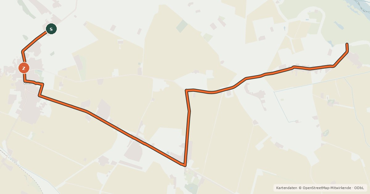 Kartenübersicht der Radroute Oderbruch Kurzroute 7