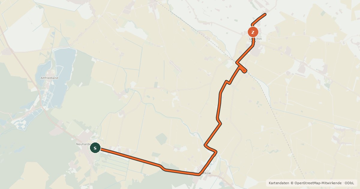 Kartenübersicht der Radroute Oderbruch Zusatzroute 4