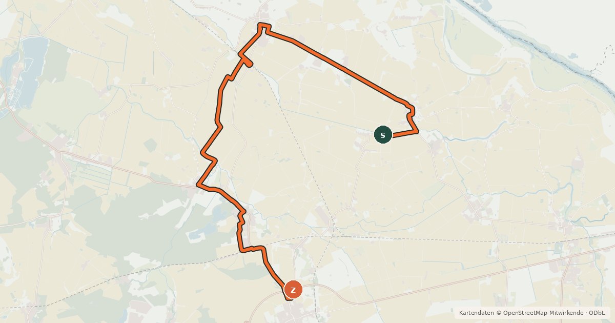 Kartenübersicht der Radroute Oderbruch Zusatzroute 5