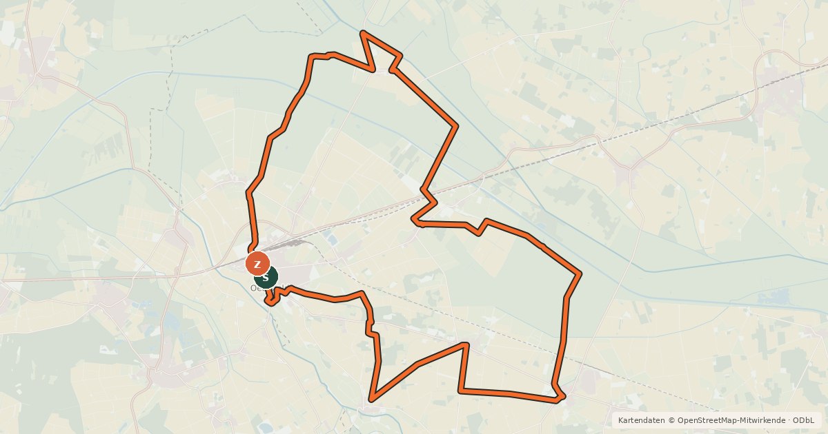 Kartenübersicht der Radroute Oebisfelder Sumpfburg- und Ländchentour im Drömling