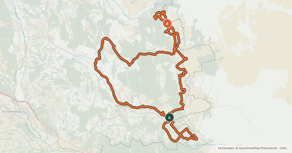 Kartenübersicht der Radroute ökoEnergieland-Radweg