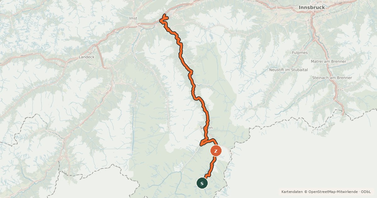 Kartenübersicht der Radroute Ötztal Mountainbike Trail