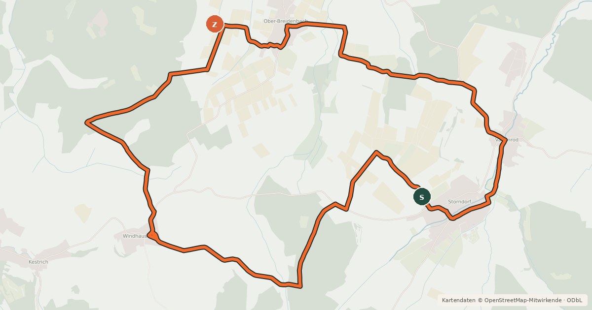 Kartenübersicht der Radroute Ofenbachsteich-Tour