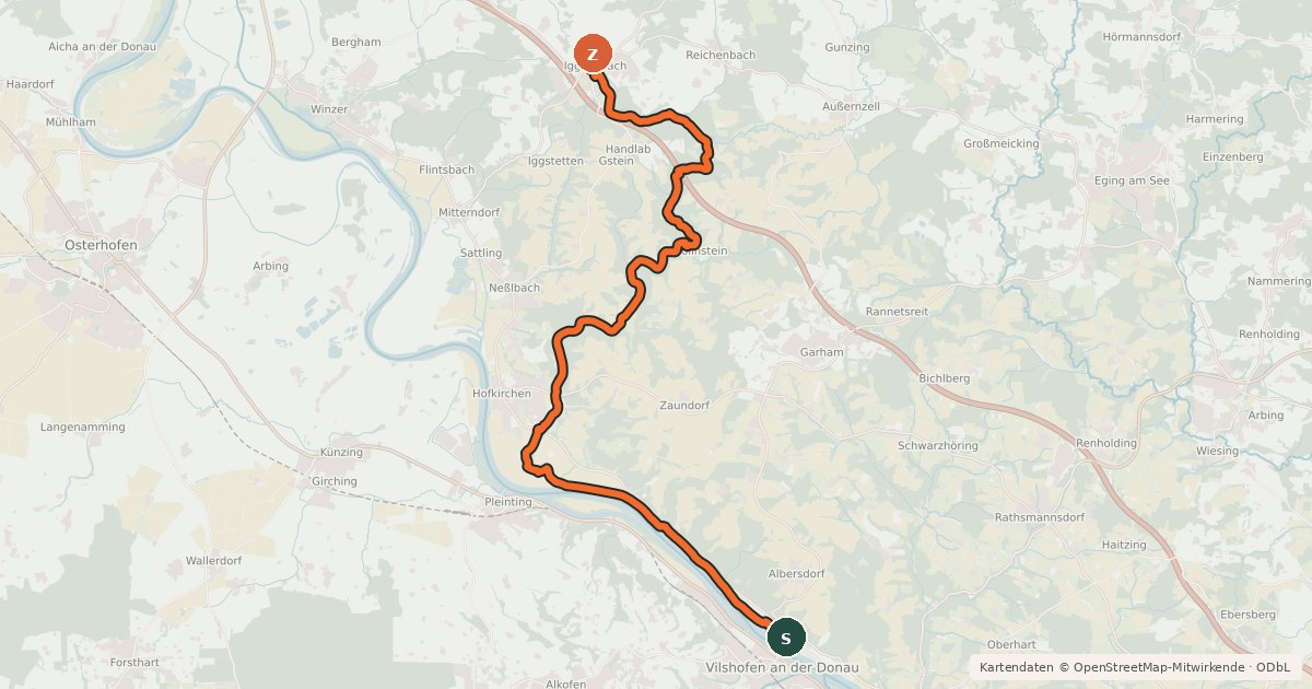 Kartenübersicht der Radroute Ohetalradweg