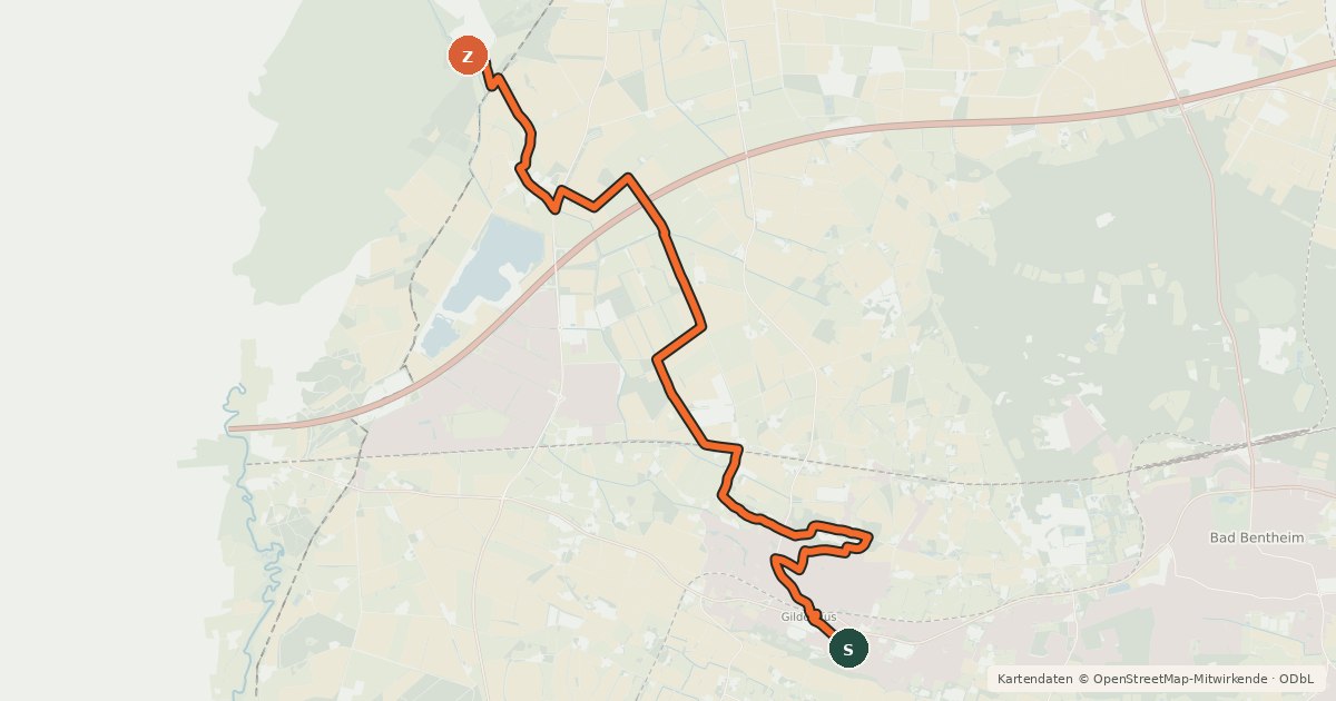 Kartenübersicht der Radroute Oranjefietsroute - 04 - Bad Bentheim - De Lutte
