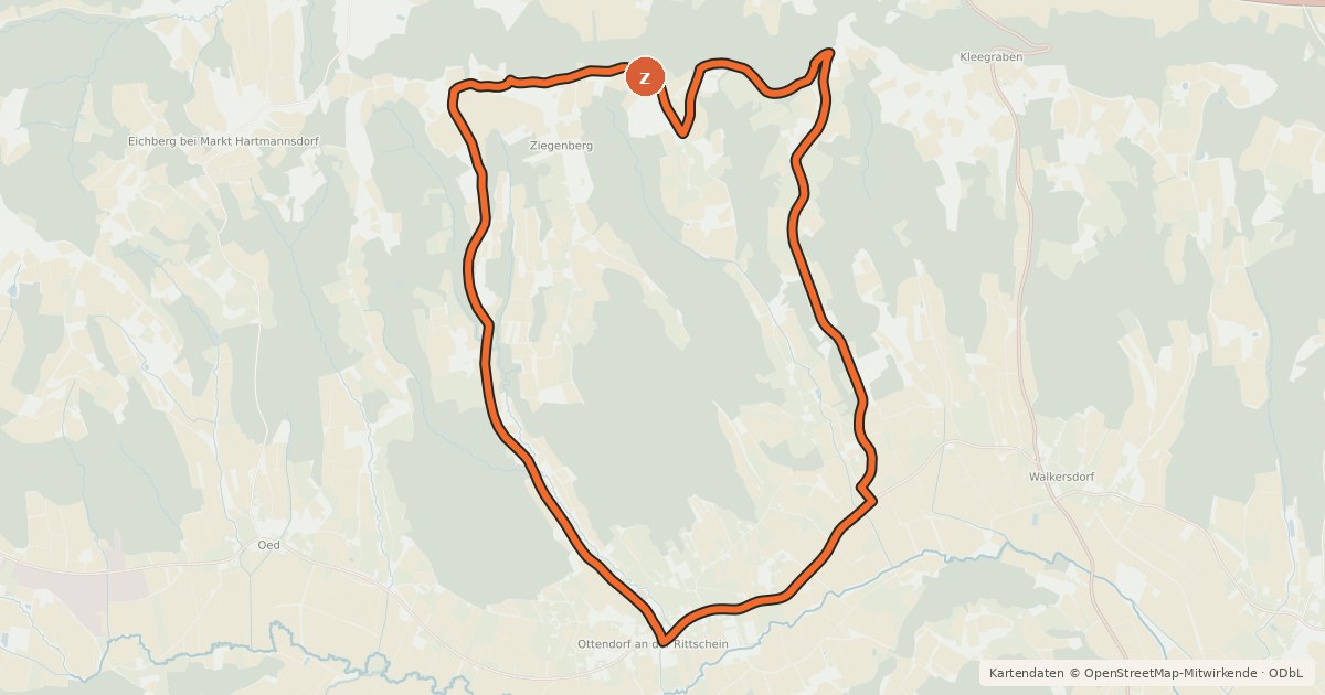 Kartenübersicht der Radroute Ottendorftour