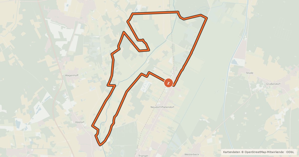 Kartenübersicht der Radroute Otter-Pfad Neudorf-Platendorf