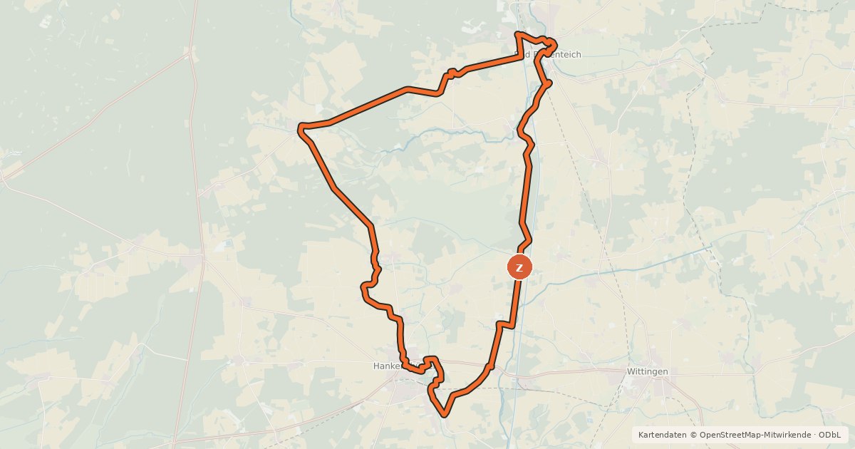 Kartenübersicht der Radroute Otter und Heide