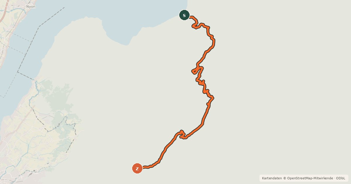 Kartenübersicht der Radroute P'tites Routes du Soleil, étape 1, Thonon-les-Bains / Boëge