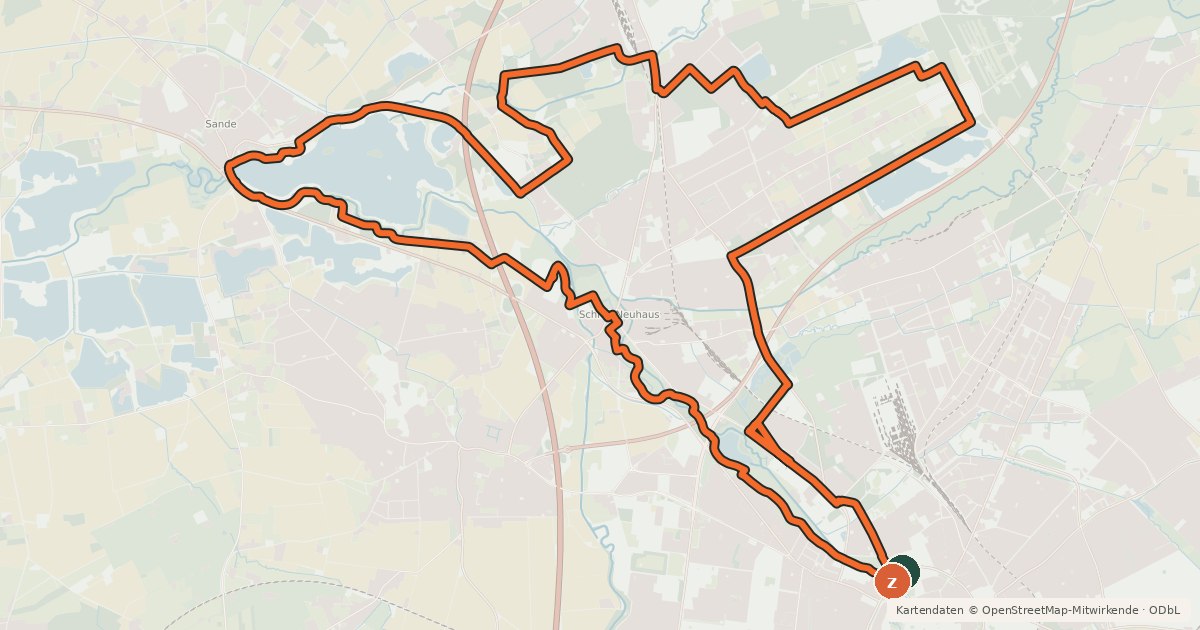 Kartenübersicht der Radroute Paderborner Radroute PB1