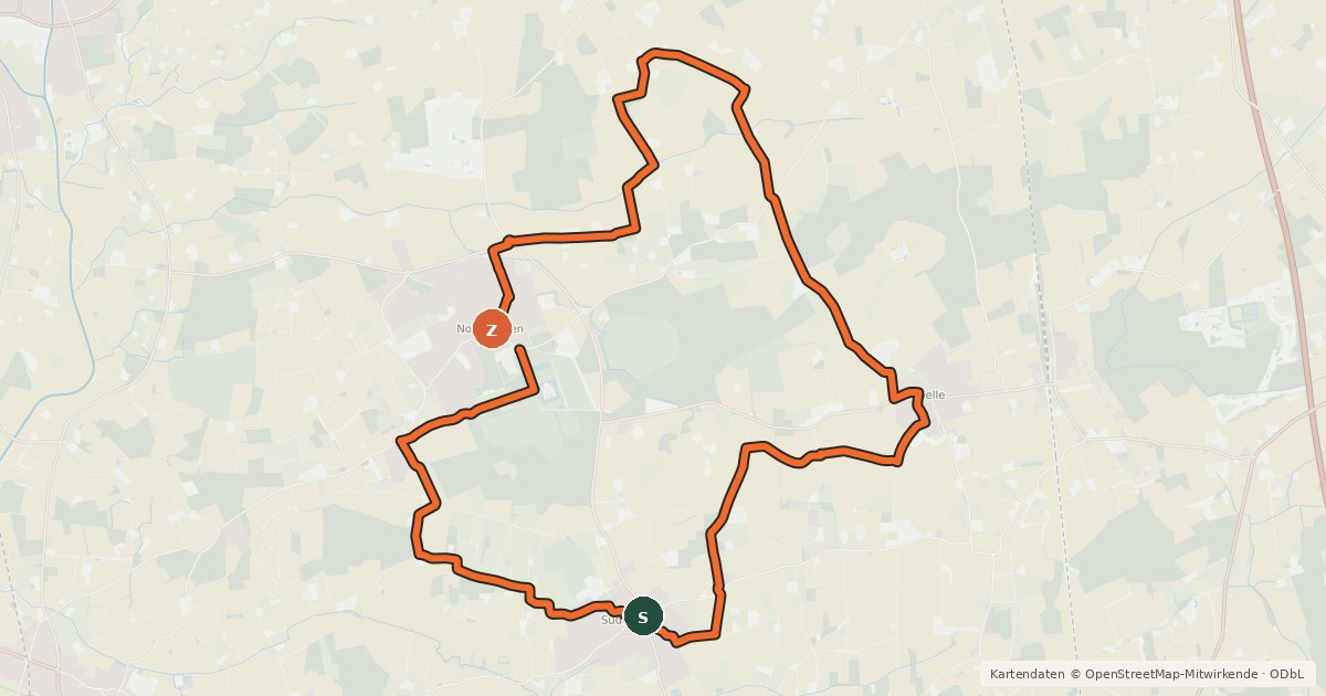 Kartenübersicht der Radroute Pättkestour 1