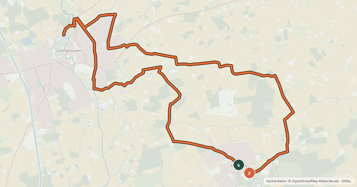 Kartenübersicht der Radroute Pättkestour 7