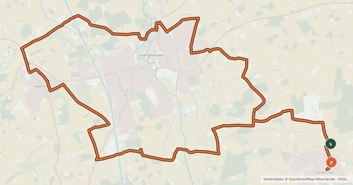 Kartenübersicht der Radroute Pättkestour 8