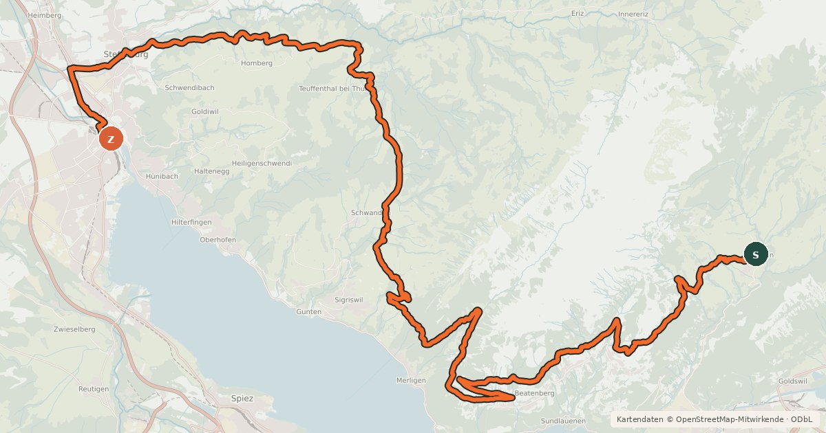 Kartenübersicht der Radroute Panorama Bike