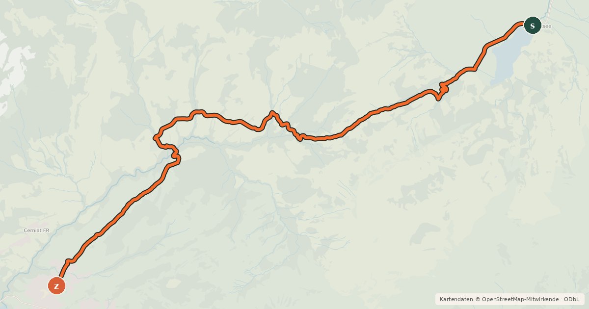 Kartenübersicht der Radroute Panorama Bike - Étape 12