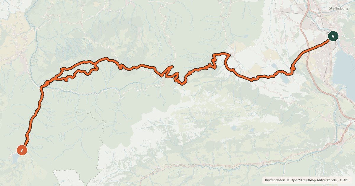 Kartenübersicht der Radroute Panorama Bike - Etappe 11