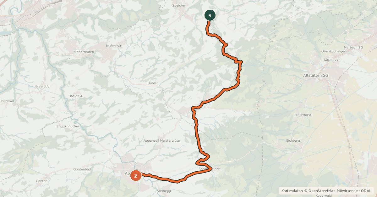 Kartenübersicht der Radroute Panorama Bike - Etappe 2