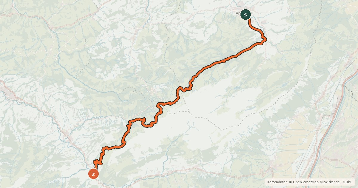 Kartenübersicht der Radroute Panorama Bike - Etappe 3