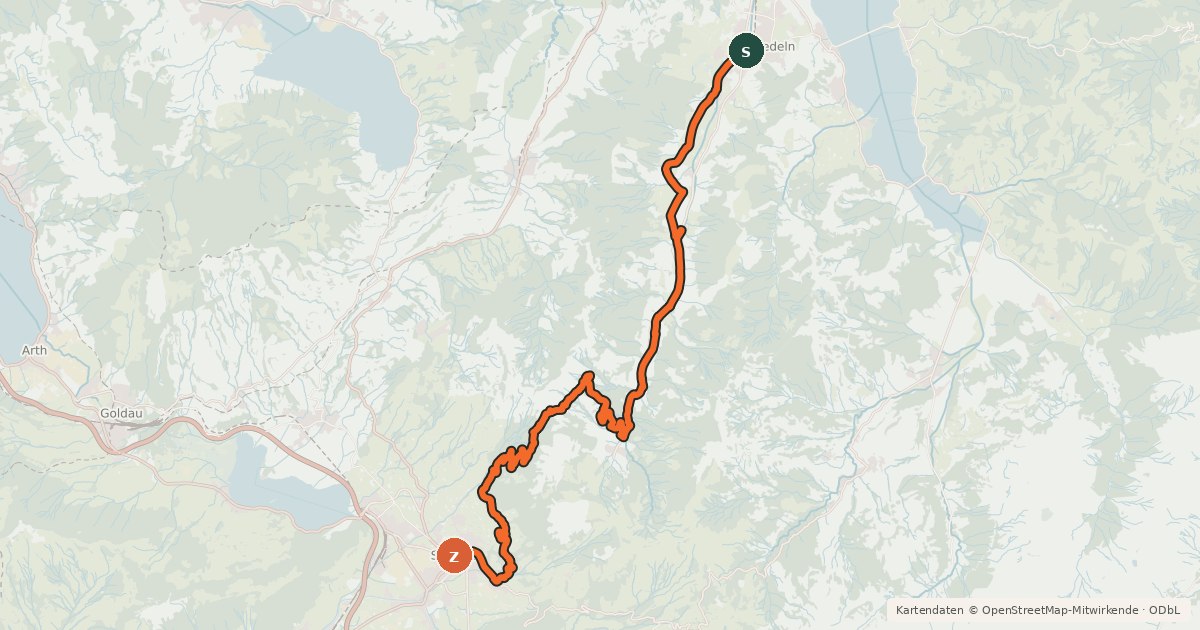 Kartenübersicht der Radroute Panorama Bike - Etappe 6