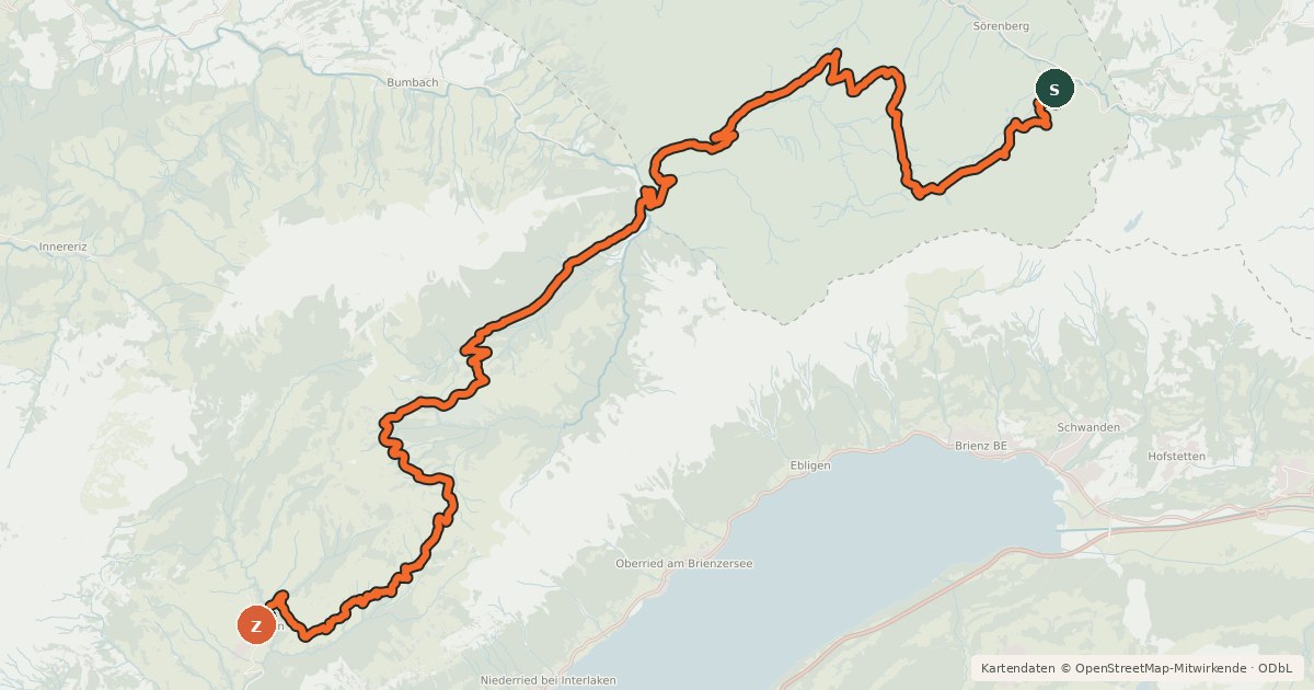 Kartenübersicht der Radroute Panorama Bike - Etappe 9