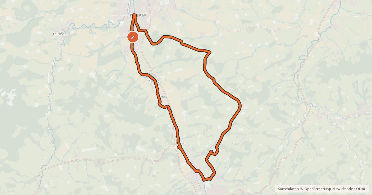 Kartenübersicht der Radroute Panorama-Höhenweg
