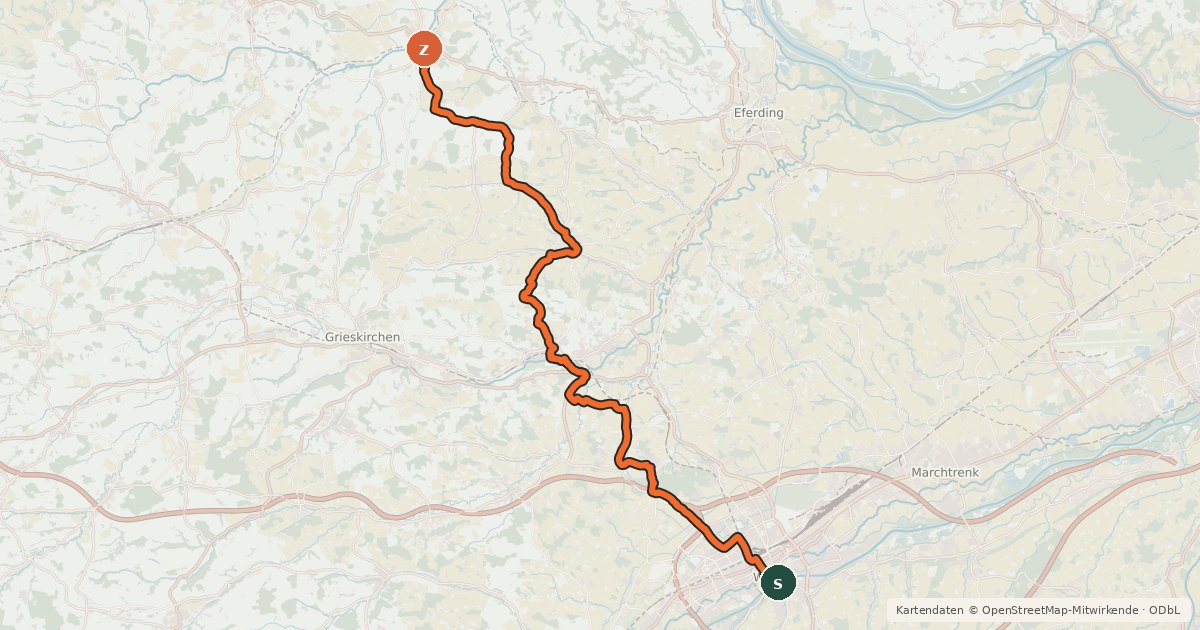 Kartenübersicht der Radroute Panorama-Radweg