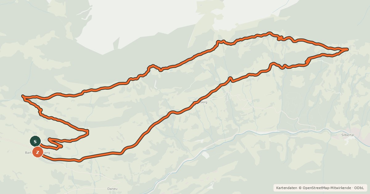 Kartenübersicht der Radroute Panorama Tour