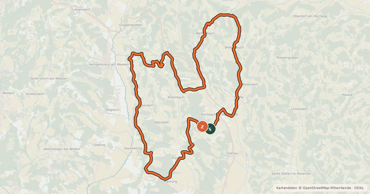 Kartenübersicht der Radroute Panorama-Tour
