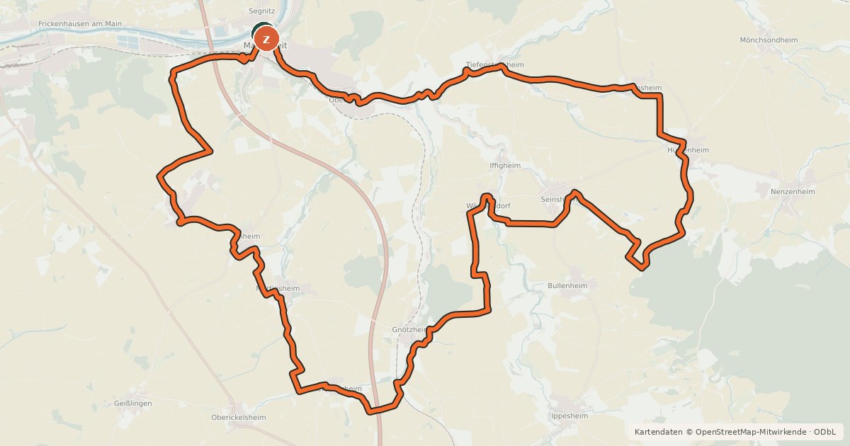 Kartenübersicht der Radroute Panorama-Tour
