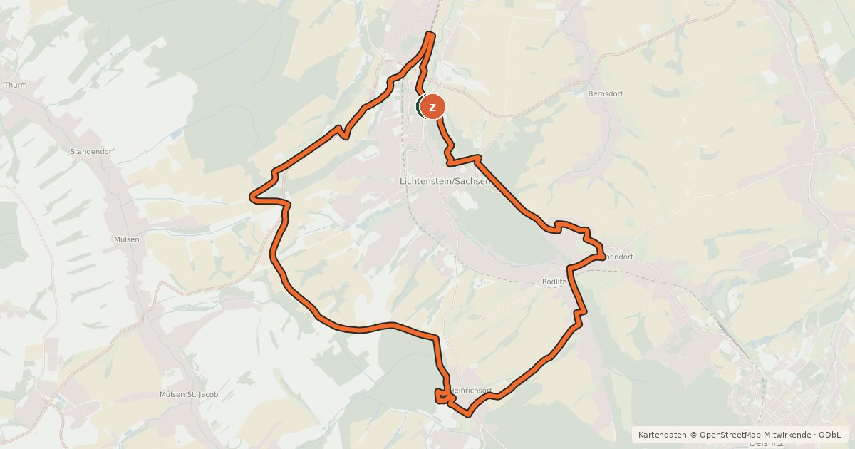 Kartenübersicht der Radroute Panoramaradweg