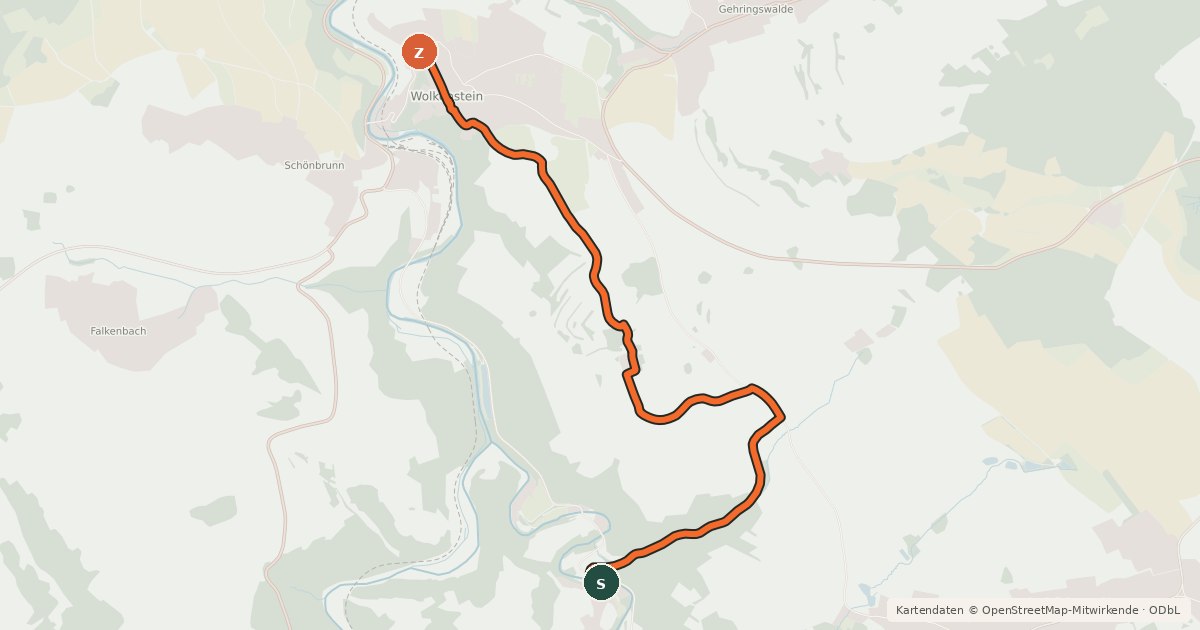 Kartenübersicht der Radroute Panoramaroute