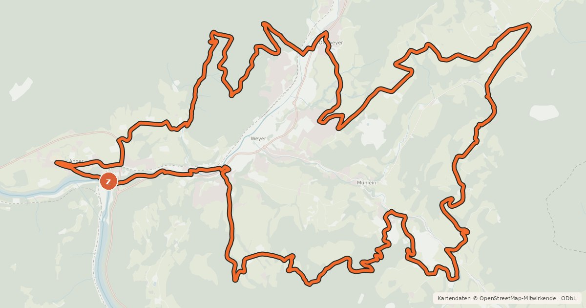Kartenübersicht der Radroute Panoramarunde Weyer