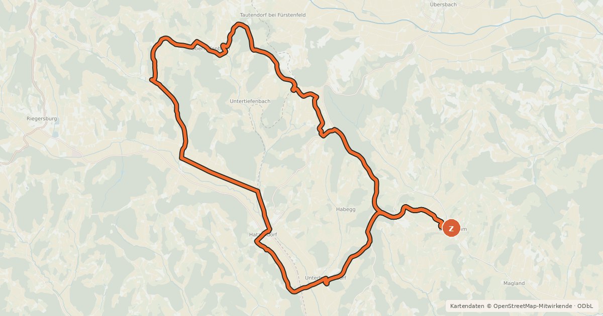 Kartenübersicht der Radroute Panoramatour
