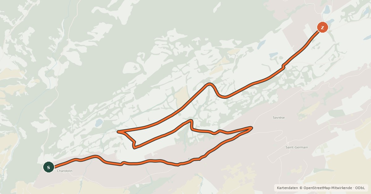 Kartenübersicht der Radroute Parcours villages