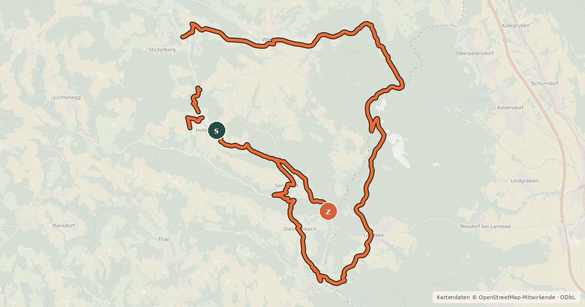 Kartenübersicht der Radroute Pauliberg-Runde