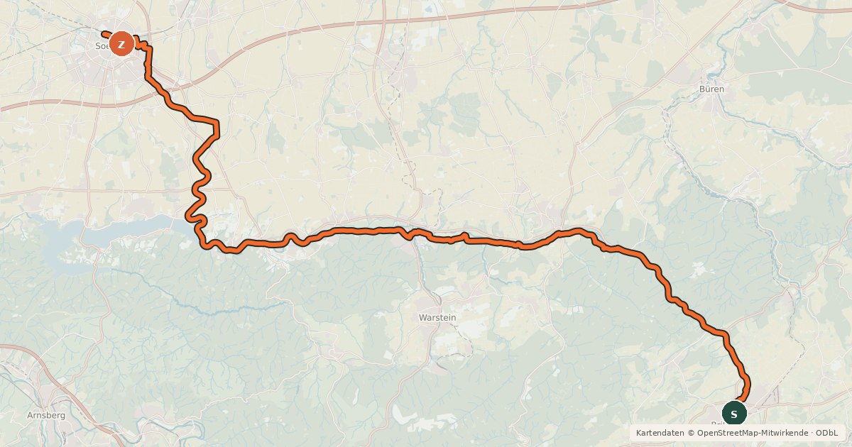 Kartenübersicht der Radroute Pengel-Anton-Radweg