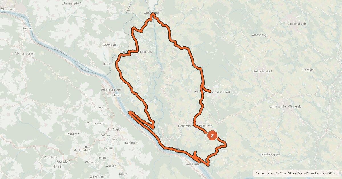 Kartenübersicht der Radroute Penzenstein-Runde