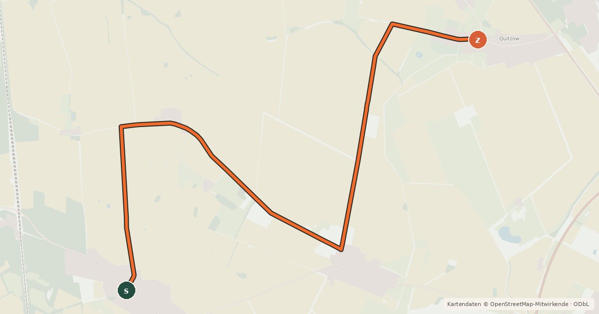 Kartenübersicht der Radroute Perleberg (22) - Perleberg (23)