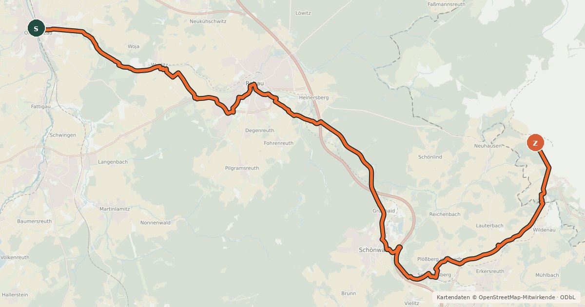 Kartenübersicht der Radroute Perlenroute