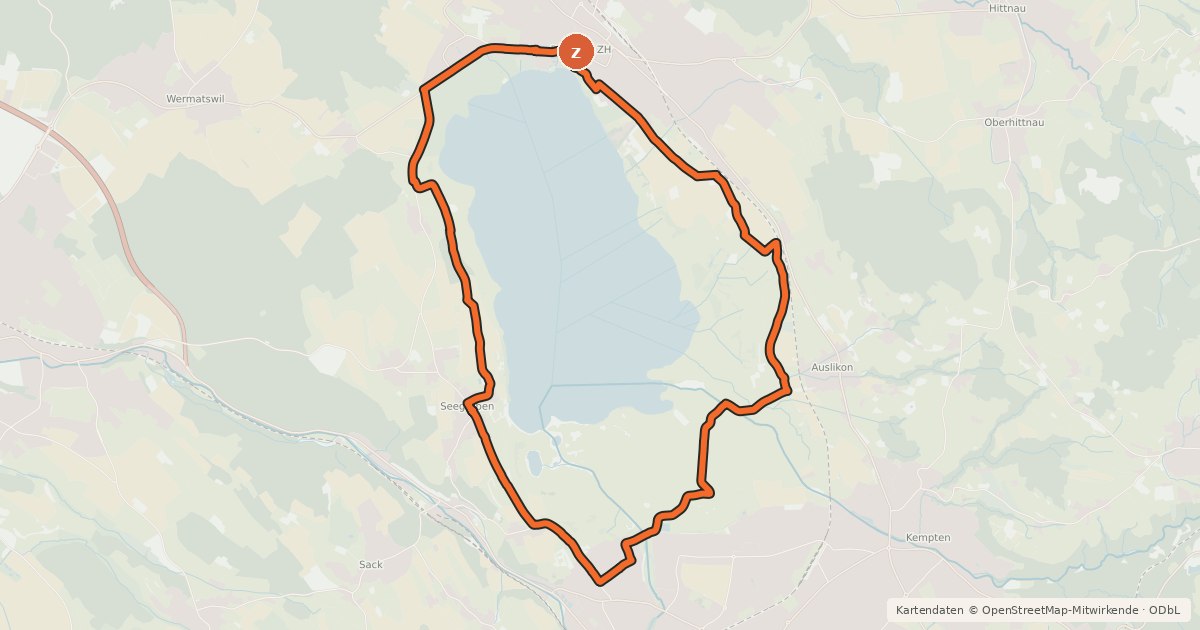 Kartenübersicht der Radroute Pfäffikersee-Route