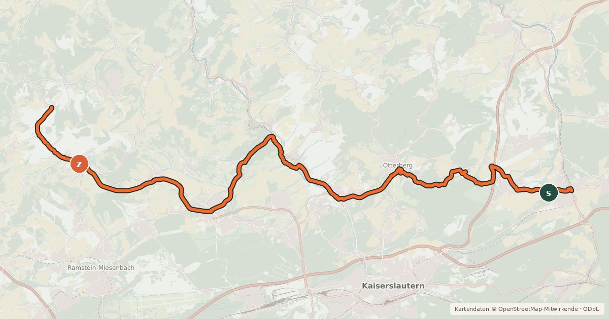 Kartenübersicht der Radroute Pfälzer Land Radweg