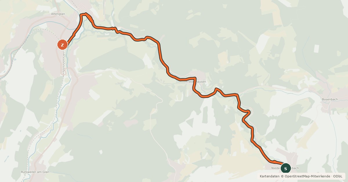 Kartenübersicht der Radroute Pfälzer Land Radweg