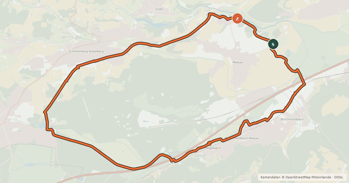 Kartenübersicht der Radroute Pfälzer Moortour