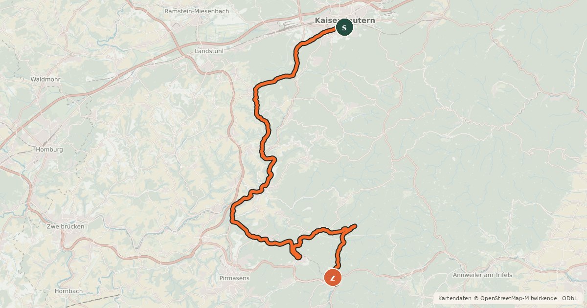 Kartenübersicht der Radroute Pfälzerwald Tour