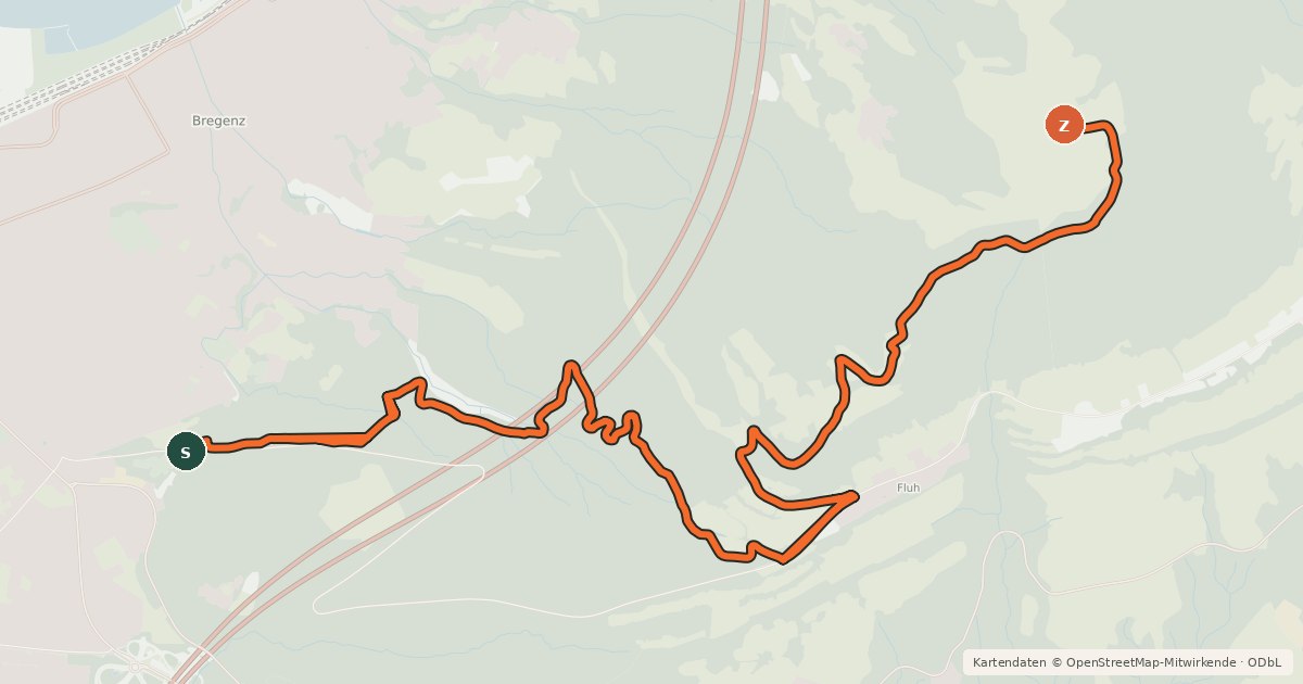 Kartenübersicht der Radroute Pfänderroute