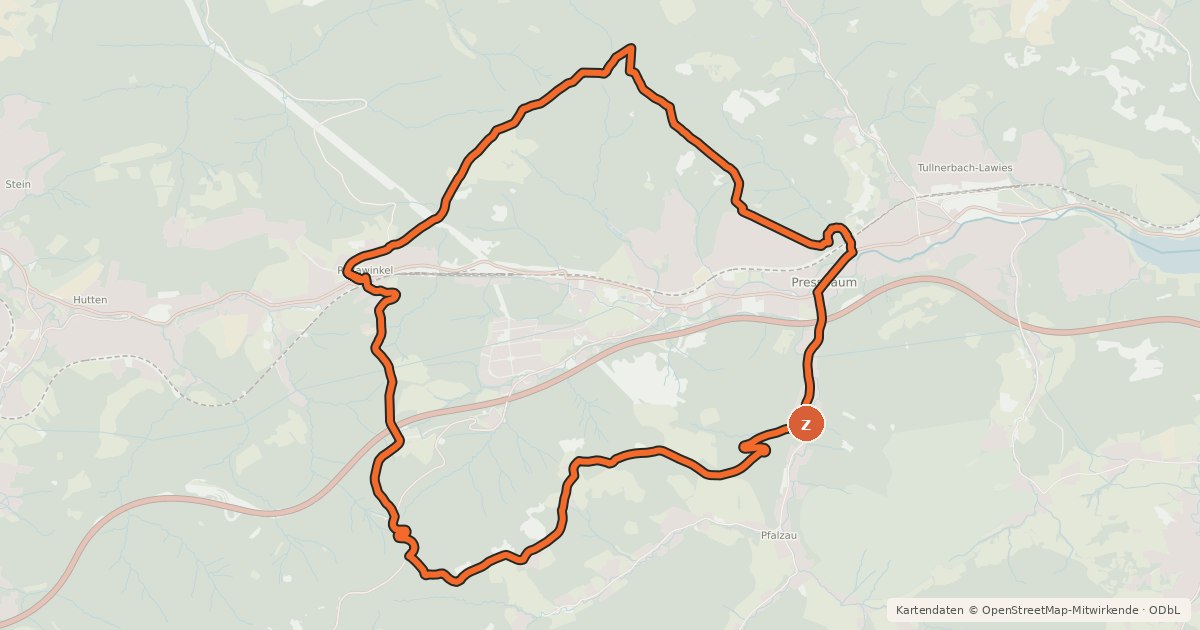 Kartenübersicht der Radroute Pfalzau-Strecke