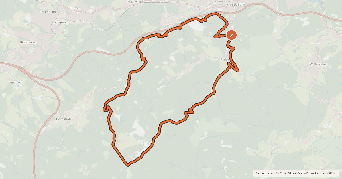 Kartenübersicht der Radroute Pfalzbergstrecke