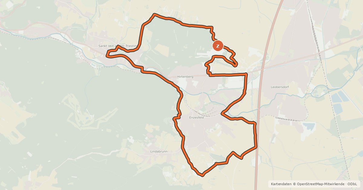 Kartenübersicht der Radroute Pfarrkogel-Strecke