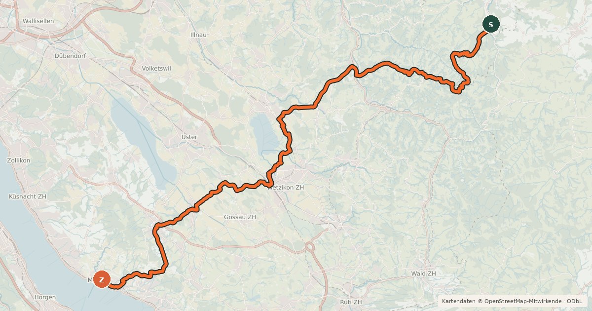 Kartenübersicht der Radroute Pilger-Route